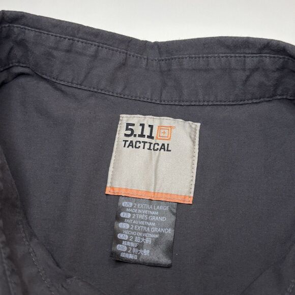 5.11 Tactical Gunther Shirt Dark Gray Mens XXl Short Sleeve Snap Front rapidraw - Picture 7 of 11